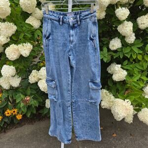 Forever 21 Women's Cargo Jeans Baggy Relaxed Fit Straight Leg size Small